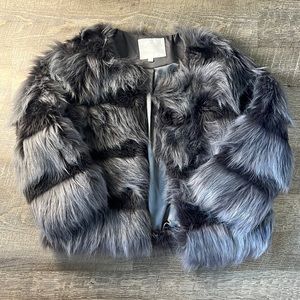 Vera & Lucy Grey Faux Fur Coat Size XS